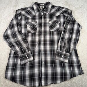 Ely Cattleman Tall Man 2XLT Pearl Snap Button Up Shirt Long Sleeve Western Plaid